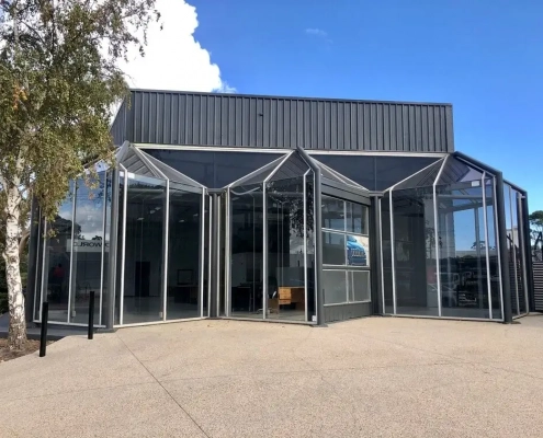 Triple Window Door Black Building