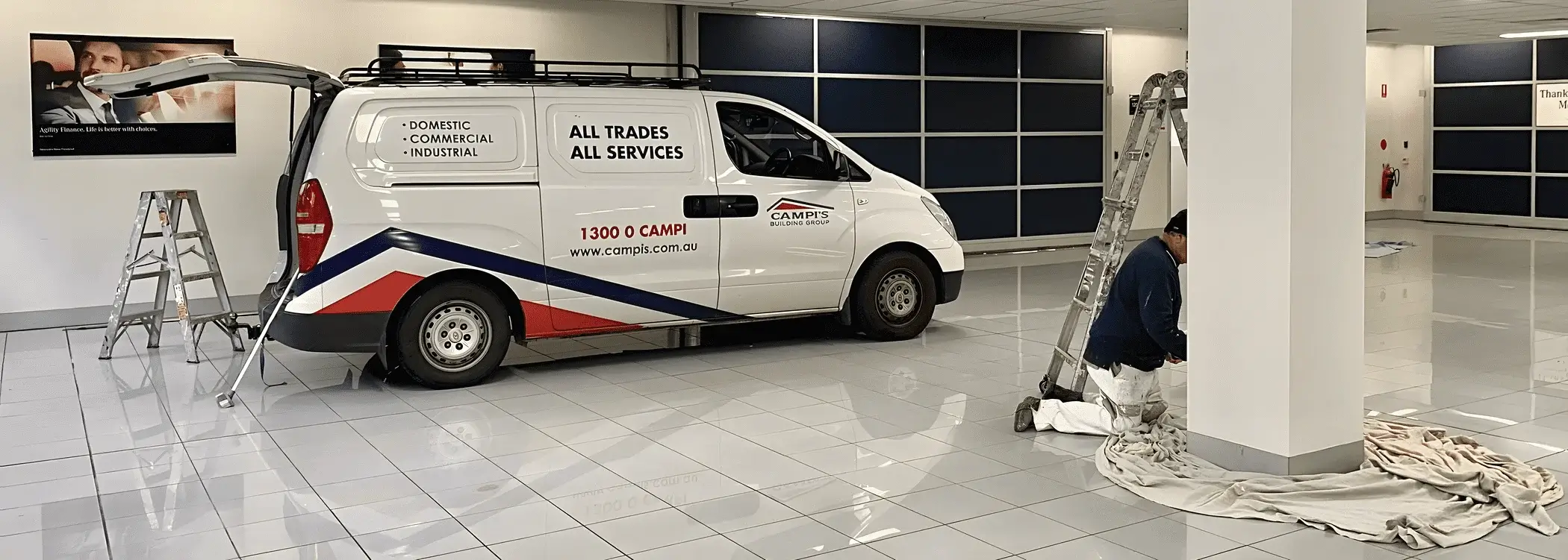 Campis Van Inside Building Site