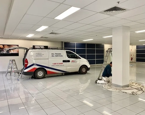 Business Van Inside Building
